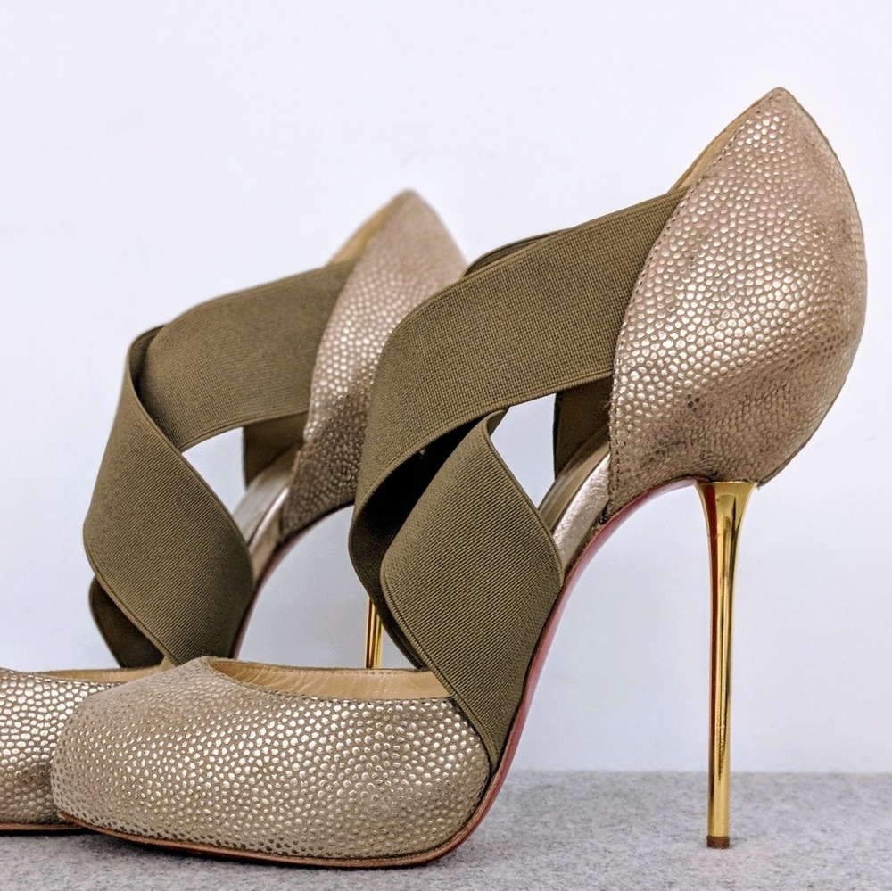Christian Louboutin gold pin heel pumps